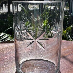 Vintage Fostoria "Atomic Sunburst" Crystal Glass Tumbler - Mid Century Modern